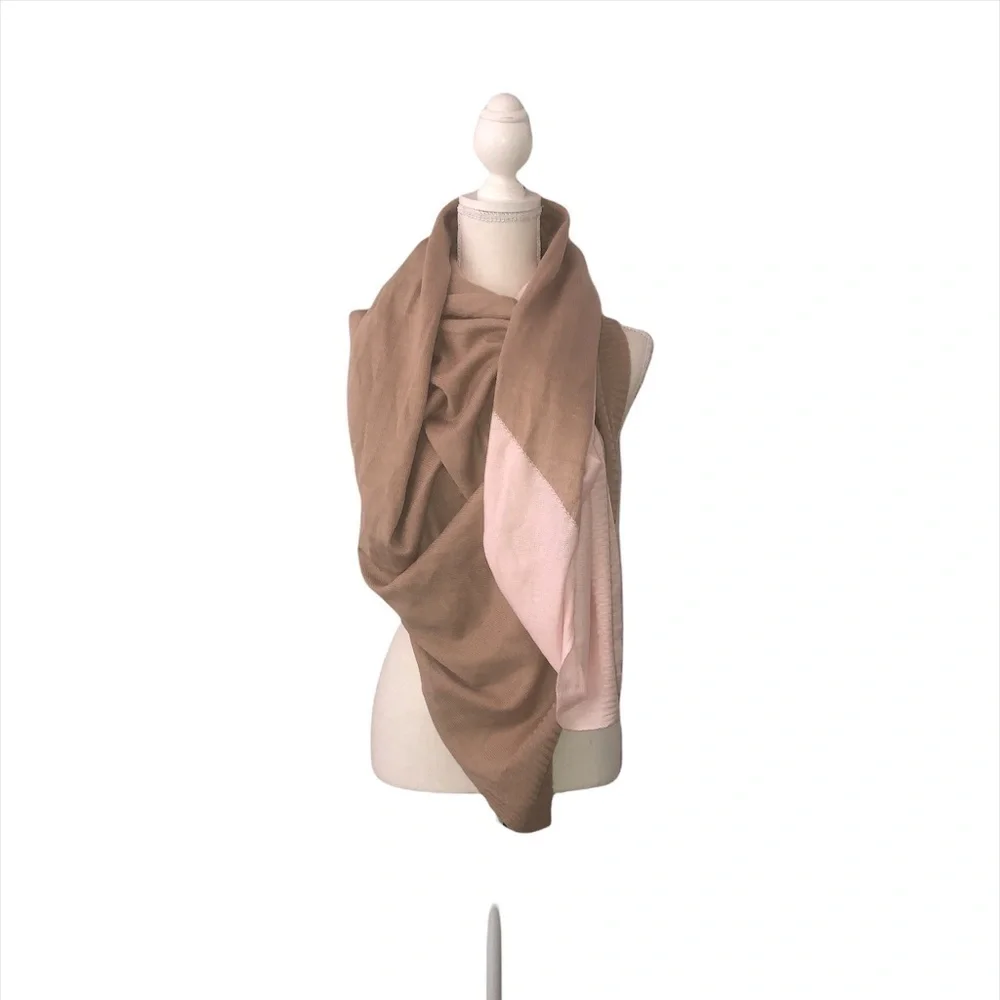 A NEW DAY Blanket Scarf Women's O/S Pink Tan Oversized Scarves Color Block